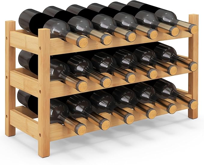 18-Bottle Bamboo Wine Storage Rack